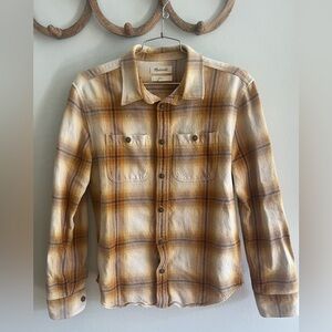Madewell Flannel Easy Shirt Orange and White Mens S